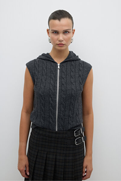 Roman Kapüşonlu Triko Yelek Antrasit K2671008_046