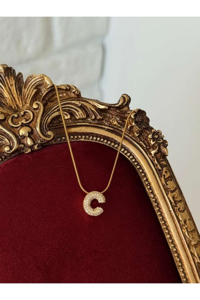 h&b design jewel قلادة من الفولاذ على شكل حرف C ثلاثي الأبعاد