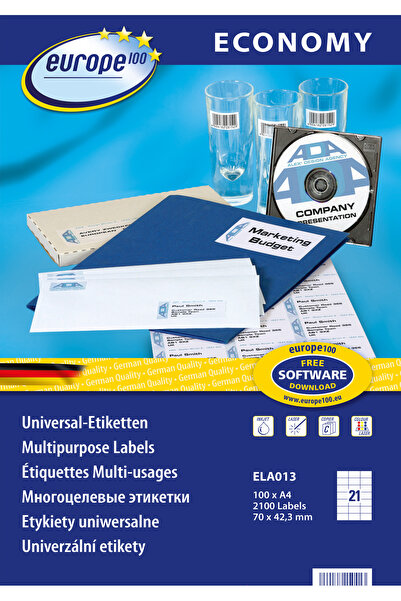 EUROPE Etichete 100 Avery Zweckform, ELA013, 70 x 42,3 mm, 21 etichete/coala,...
