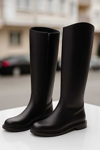 POTEEN Γυναικείες μπότες ιππασίας με φερμουάρ στο πλάι Floter P200-Μαύρο