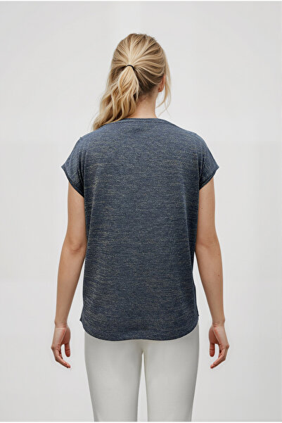 WESTMARK LONDON Γκρι και χρυσό γυναικείο μπλουζάκι με κοντό μανίκι με λάμψη SKY GLITTER S/S TOP