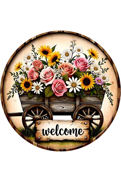 TuraLazerKesim Ornament pentru ușă din MDF de bun venit |   Cu curea, ștergab...