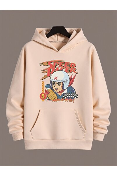 ArtYus سويت شيرت بقلنسوة كبير الحجم من القطن مطبوع عليه ملابس سبيد ريسر ملونة...