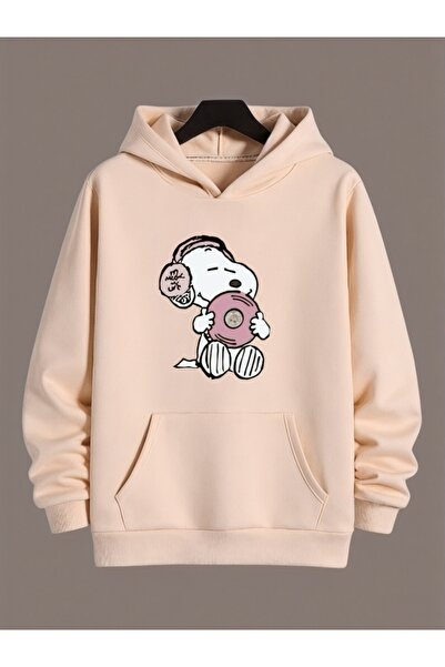 ArtYus سويت شيرت بقلنسوة كبير الحجم من القطن المطبوع عليه سنوبي ملون للجنسين