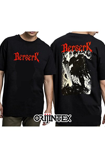 orijintex Berserk the Sword Wind Front and Back Printed Unisex Black Tshirt