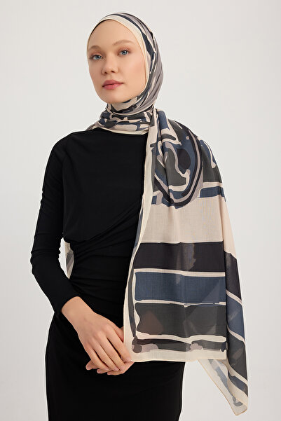 Schaless Pastel Journey - Beige - Efilia Patterned Shawl - 70X190 cm