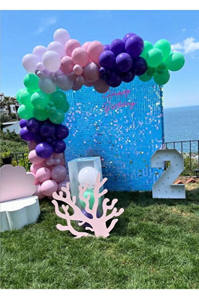 Çemrek Süs Parti مجموعة سلسلة بالونات باللون الأرجواني والنعناعي والوردي 100 ...