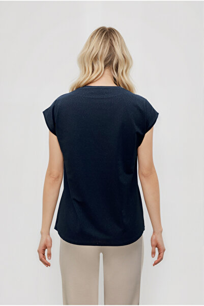 WESTMARK LONDON Black Crew Neck Glitter Short Sleeve Women's T-Shirt Sky Glitter S/S Top