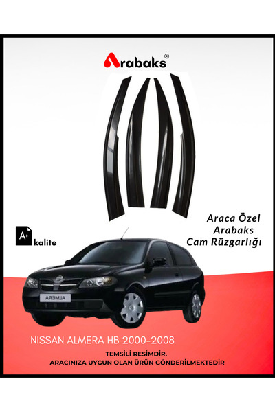Arabaks Mitsubishi Almera HB 2000-2008 Cam Rüzgarlığı 4'lü Takım (MUGEN TİP, ...