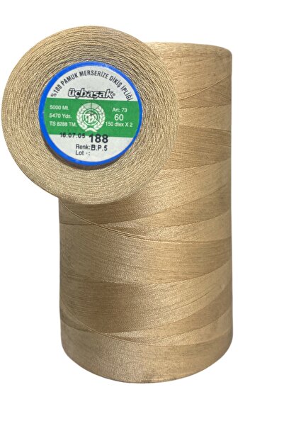 BİGÜMEX خيط خياطة ثلاثي الرأس 60NO خيط قطني ممرسر 5000 متر قطعة واحدة