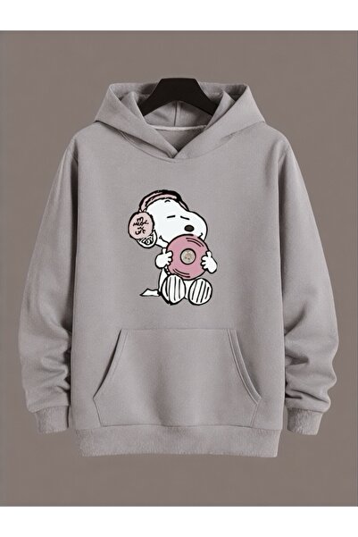 ArtYus سويت شيرت بقلنسوة كبير الحجم من القطن المطبوع عليه سنوبي ملون للجنسين