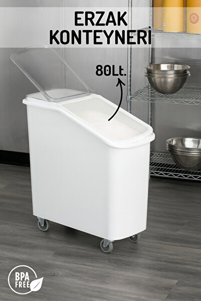 Nandy Home 80 Litre Tekerlekli Erzak Konteyneri – Profesyonel Mutfak Gıda Sak...