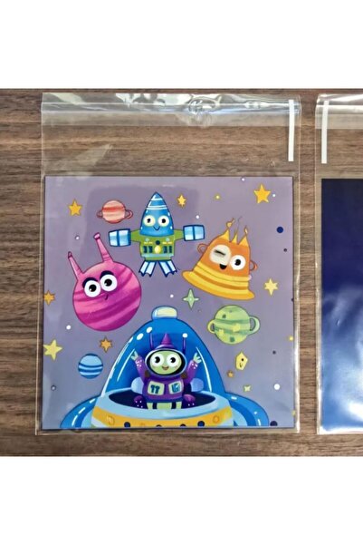 iğne izi Чанта за бисквити с космически мотив, шоколад, захар, подаръчна торбичка с лента, желатин OPP 10X10, 95 броя