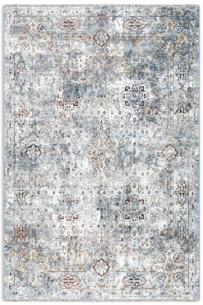 Pastel Home Vintage Mavi Şönil Halı Kilim Yolluk Kaymaz Saçaklı Yıkanabilir Salon Oturma Yatak Odası Mutfak