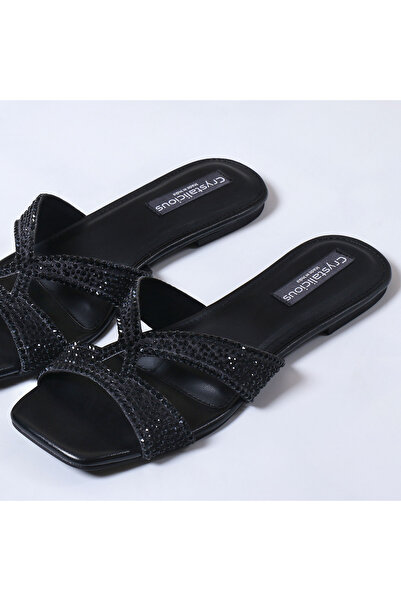 crystalicious Sapphire Handcrafted Chic & Comfort Rhinestones Women Flat Sand...