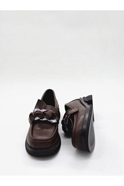 Luvesta Shoes Şal Detaylı Tokalı Loafer Acı Kahve