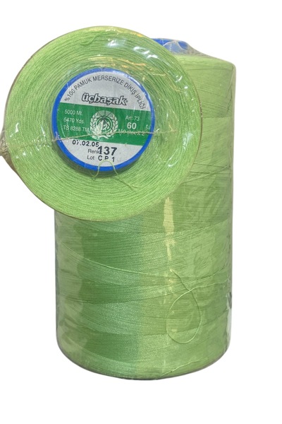 BİGÜMEX خيط خياطة ثلاثي الرأس 60NO خيط قطني ممرسر 5000 متر قطعة واحدة