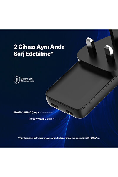 Ttec Smartcharger Trio Gan 65W Pd Avrupa-Ingiltere-Amerika/Avustralya Uluslararası Şarj Kiti 2SCG06S