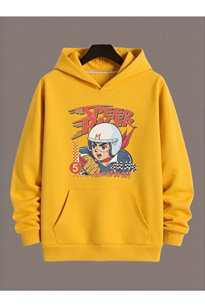 ArtYus سويت شيرت بقلنسوة كبير الحجم من القطن مطبوع عليه ملابس سبيد ريسر ملونة...