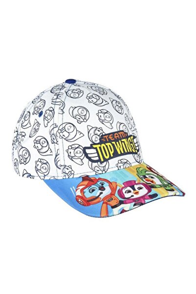 Top Wing Unisex Children's Cartoon Cap, Top Wing, Ages 5-9, White, Adjustable Velcro, 53 cm
