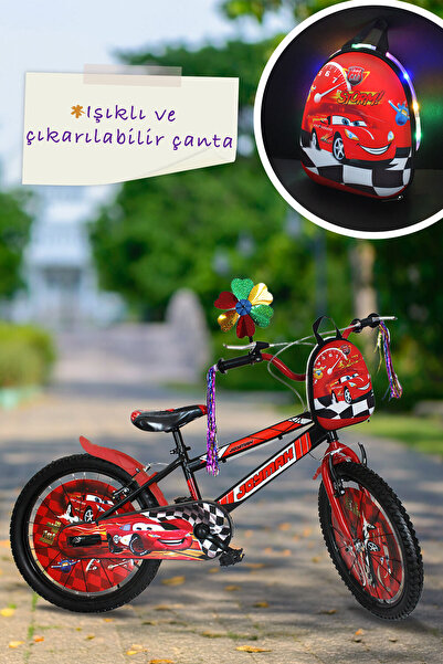 Joymax Erkek Çocuk Bisikleti 20 jant Kırmızı - Led Işıklı Çantalı Püsküllü
