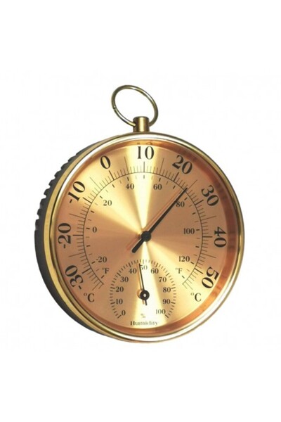Bibilel Termometru rotund auriu cu higrometru TH-91000SB