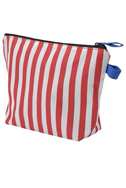 IKEA Skogssallat Toiletry Bag Red-White Striped