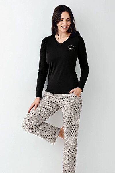 Pierre Cardin 9101 Γυναικείο Σετ Πιτζάμες με Μακρύ Μανίκι και Λαιμόκοψη V - Μ...