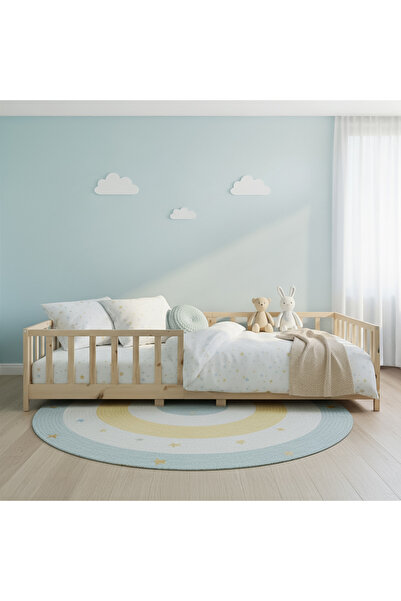 Kukka KCB360 Doğal Ahşap Çatılı Dönüştürülebilir Montessori Yatak 120 x 200 cm