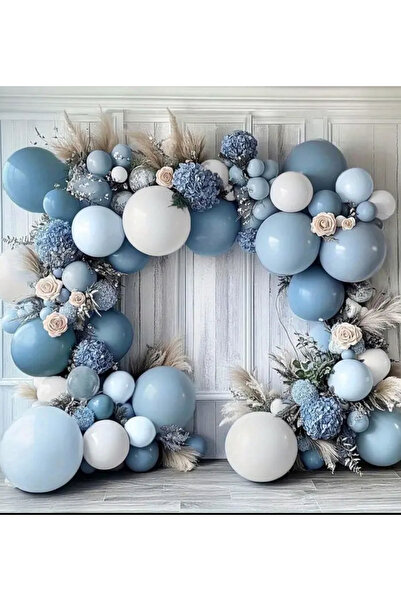 Çemrek Süs Parti مجموعة بالونات ديب أوشن باللونين الأزرق والأبيض تتضمن 103 با...