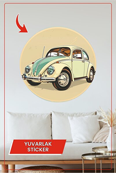 KOSS Dijital Autocolant rotund pentru mașină clasică retro, stil vintage, aut...