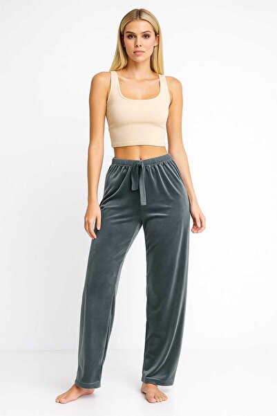 Asel Women's Green Lycra Soft Velvet Fabric Pajamas