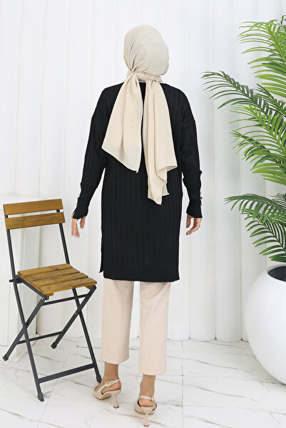 benguen Αυτοκορδέλα μακριά ζακέτα Mercerized N3179 Μαύρη