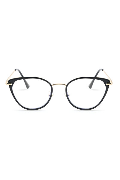 Angel Eyes Black Gold Metal Frame Women's Cat Eye Blue Light Protection Computer Glasses