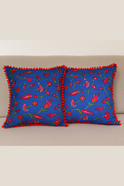 Elegancembroidery Ponponlu Kırlent Kılıfı - Kadife Kırlent Kılıfı - 2'li Set ...