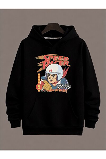 ArtYus سويت شيرت بقلنسوة كبير الحجم من القطن مطبوع عليه ملابس سبيد ريسر ملونة...