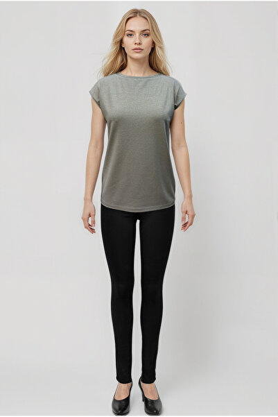 WESTMARK LONDON Grey Crew Neck Glitter Short Sleeve Women's T-Shirt Sky Glitter S/S Top