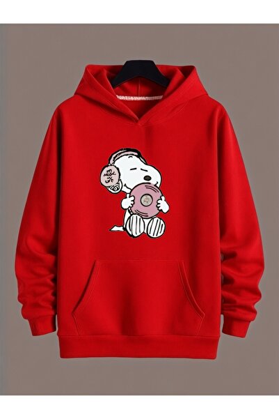 ArtYus Unisex Snoopy Renkli Özel Baskılı Pamuklu Oversize Kapüşonlu Sweatshirt
