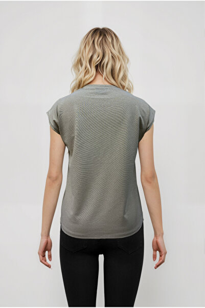 WESTMARK LONDON Grey Crew Neck Glitter Short Sleeve Women's T-Shirt Sky Glitter S/S Top