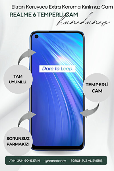 Hanedanev Realme 6 Temperli Cam Ekran Koruyucu Extra Koruma Kırılmaz Cam