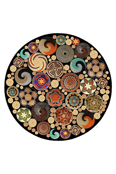 Akbel Halı Yıkanabilir Kaydırmaz Yuvarlak İnce Halı, Dekoratif Salon Halısı, Dijital Baskı Modern Halı