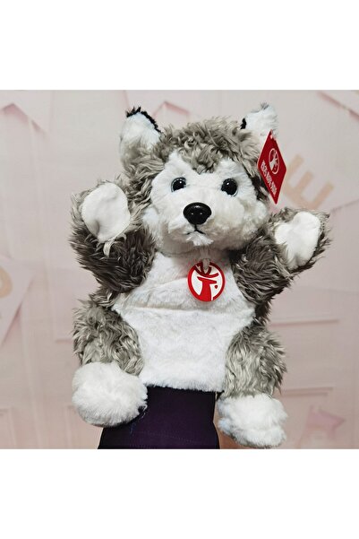 Flippy Hand Puppet for Puppet Theatre, Plush, 25 x 10 x 8 cm, Husky Model, Gray