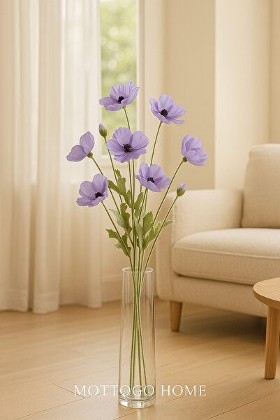 Mottogo Gerçekçi Yapay Gelincik Çiçeği – 60 cm – 2 Dal (Her Dalda 4 Baş) Bakı...