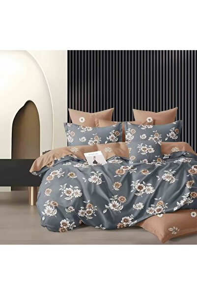 LOCK Gray Floral Bedding Set - White & Tan Flower Pattern - Soft & Stylish