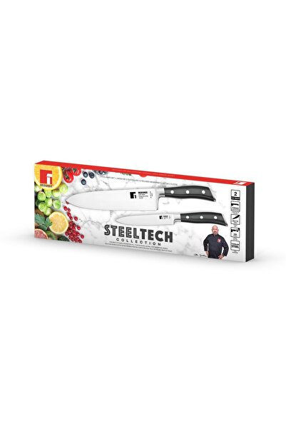 Bergner Set of 2 Steel Tech knives, stainless steel/ABS, Silver/Black