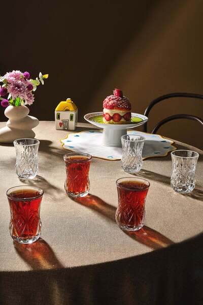 RCR Karaca Melodia 6'lı Cam Çay Bardağı Seti