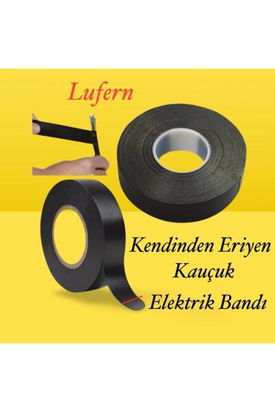 Lufern Süper Güçlü 1 Adet Siyah Kauçuk Kendinden Eriyen Bant Elektrik Sızdırmazlık Bandı 5 mt 1.9 cm
