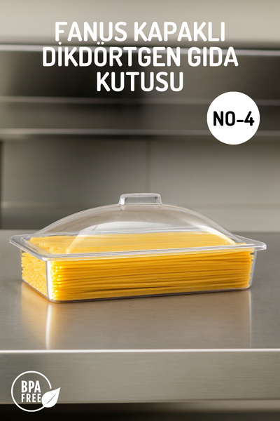 Nandy Home Şeffaf Fanus Kapaklı Dikdörtgen Gıda Kutusu No:4 – Gıda Saklama ve...