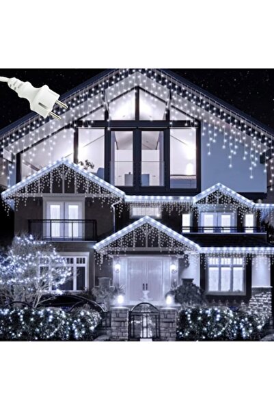 BZRSH Christmas LED Installation 25m x 1m, Fringes, 640 LEDs Cold White, 8 Modes, 220V, Connectable Icicle