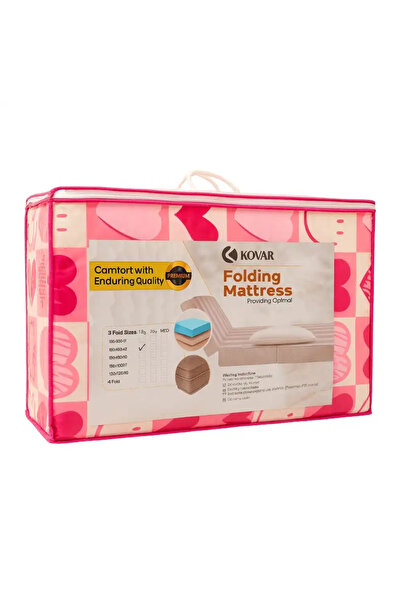 Kovar مرتبة إسفنجية مريحة مطبوع بطبعة قلب، لونها وردي وأبيض، مقاسها ١٨٠×٩٠×٦ سم